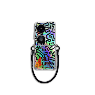 适用于oppo华为P50Pocket/pocket2挂绳折叠屏线条透明双扣式防摔软胶手提findn3flip/小米MIX Flip手机壳