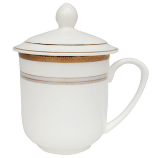 雅诚德陶瓷杯子带盖会议杯耐高温马克杯创意办公杯骨瓷杯子大容量