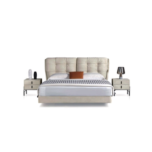 意式极简悬浮软床合集全实木框架猫爪皮布艺真皮面料尺寸可定制