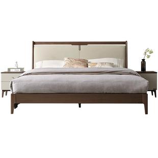 全友家居新中式软包床2米主卧高端大气婚床实木床脚科技皮双人床