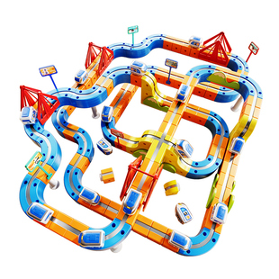 2025新款磁力积木轨道车魔幻百变儿童女男孩益智生日礼物拼装玩具