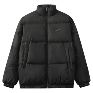 GWIT 90绒美式复古冬季重磅保暖pu皮外套短款面包服加厚羽绒服男