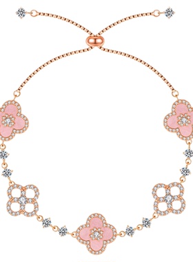 「花瓣四叶草」999足银手链原创