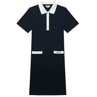 【春夏甄选】Hazzys哈吉斯休闲短袖polo连衣裙女士时尚显瘦针织裙