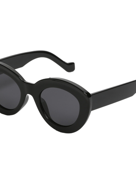 黑色粗框猫眼大框架偏光墨镜