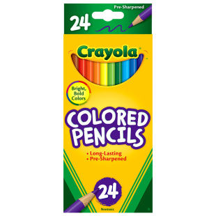 绘儿乐Crayola24色彩色长杆铅笔色彩浓郁安全无毒铅芯保护不易断