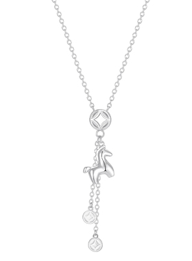 真我不凡S925银小马铜钱项链本命年新年2025马年毛衣链轻奢高级感