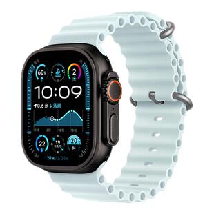 2026新款适用苹果ultra3海洋表带高级iwatch手表s11运动透气防水s10液态硅胶腕带s8男双卡扣夏季女款SE3原装