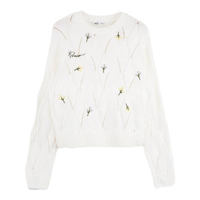 A21女装宽松圆领落肩套头长袖衫