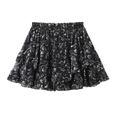 2026夏季雪纺A字荷叶边短裙