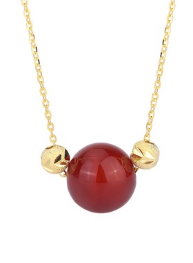 999纯银相思豆转运珠项链红玛瑙