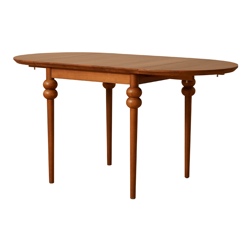 复古实木折叠餐桌家用小户型设计师椭圆圆形吃饭桌子餐桌可变圆桌