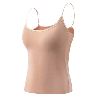 内茵羊毛保暖背心女士内衣吊带带胸垫粉底液加绒加厚秋冬内搭打底