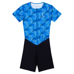 零阻力新款田径紧身连体衣短袖 运动训练体考比赛接力队服套装男