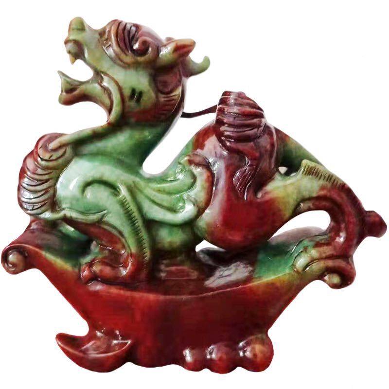 岫玉石貔貅摆件天然招财镇宅客厅