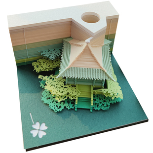 立体3d中国斗拱亭建筑模型ins创意纸雕便签纸利贴古风造型可定制