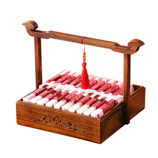 异丽中式实木结婚彩礼盒礼金盒婚庆现金盒子订婚专用箱木质聘礼盒