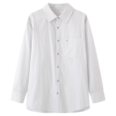 画风drawwind宽松竖条纹长袖衬衫