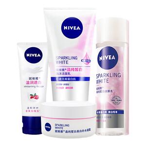 Nivea/妮维雅晶纯系列套装洁面乳+爽肤水+水凝露+护手霜护肤品