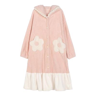 都市丽人女士卡通减龄连帽睡袍