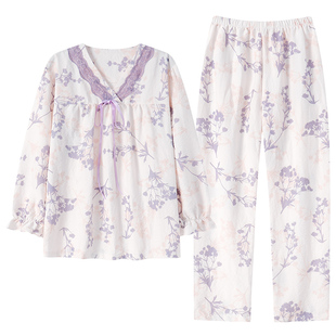 慕诗梦云朵棉睡衣女士春秋季长袖长裤新款可外穿网红风家居服套装