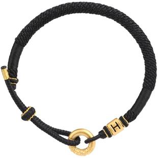 如意平安扣青丝手绳男士本命年黑可放头发字母转运珠情侣黄金手链