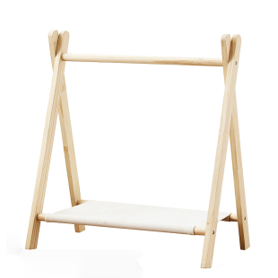 实木儿童落地挂衣架折叠小型榉木衣帽架宝宝衣架婴儿不占地方卧室