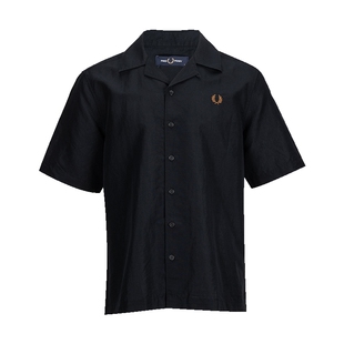 七夕礼物FRED PERRY男麦穗logo刺绣短袖衬衫男士XY