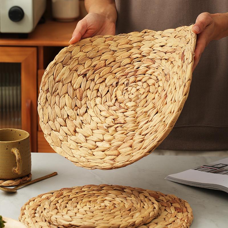 象有秘密 水葫芦草编垫子家用餐垫隔热防烫杯垫碗盘垫砂锅垫圆形