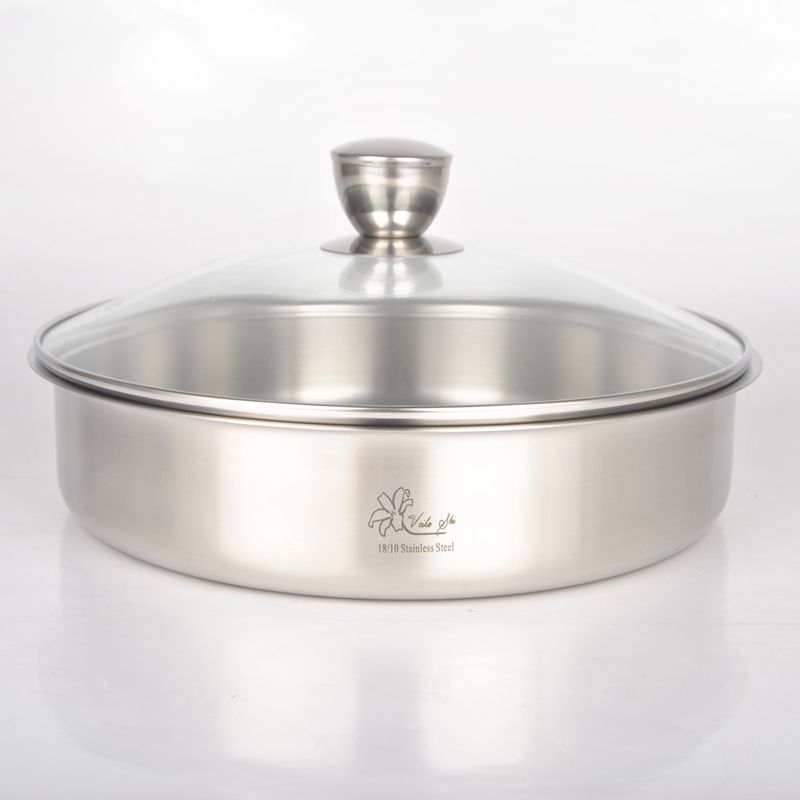 维乐仕18/10不锈钢蒸糕盘加厚圆盘可配盖子18cm-28cm蒸糕盘水果盘