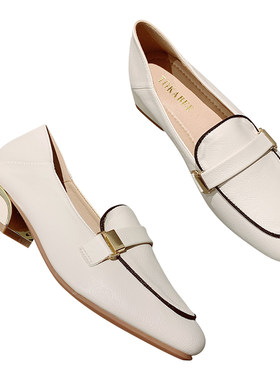 春秋季新款百搭乐福鞋英伦风方跟