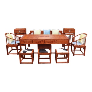 红木新中式茶桌刺猬紫檀苏梨京瓷家具花梨木功夫茶台组合工厂直销