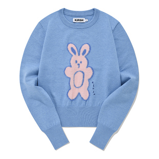 宋雨琦同款KIRSH兔子刺绣短款毛衣女秋冬韩版甜美少女打底针织衫