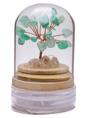 天然水晶许愿瓶发财树摆件