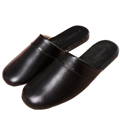 四季头层羊皮软底静音拖鞋