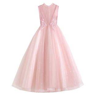 女童公主裙森系甜美紫色连衣裙重工礼服生日钢琴演奏走秀主持轻奢