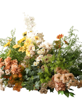 野花森系绿植花艺插花背景墙软装