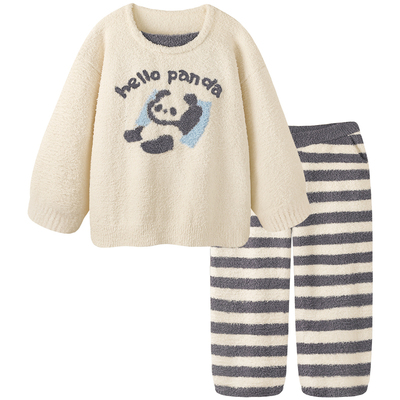 情侣睡衣女秋冬加厚海岛绒家居服