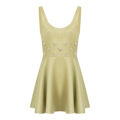 CEE CUBED官方授权25AW  橄榄绿醋酸缝钻吊带裙