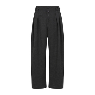 dorydory 压褶百搭弯刀休闲裤2026春新款中高腰慵懒休闲阔腿裤女