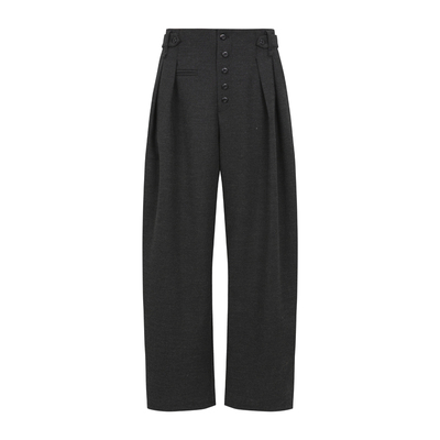 dorydory 压褶百搭弯刀休闲裤2026春新款中高腰慵懒休闲阔腿裤女