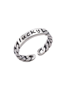 钛钢不掉色复古字母链条戒指女