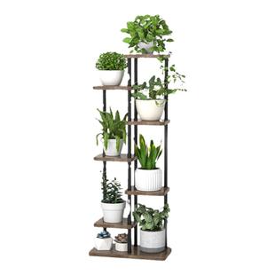 花架子客厅落地式新款可移动铁艺花架多层实木花盆架阳台高置物架