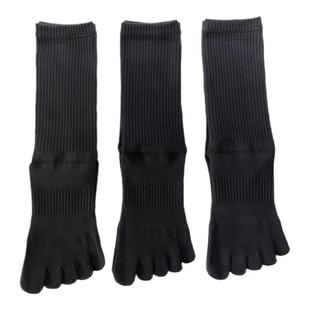 三双优家五指袜男女纯棉黑白高筒秋冬加厚抗菌吸汗透气中筒运动袜