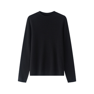 into fiction 圆领黑色羊绒衫岛精无缝一体羊毛针织衫打底毛衣