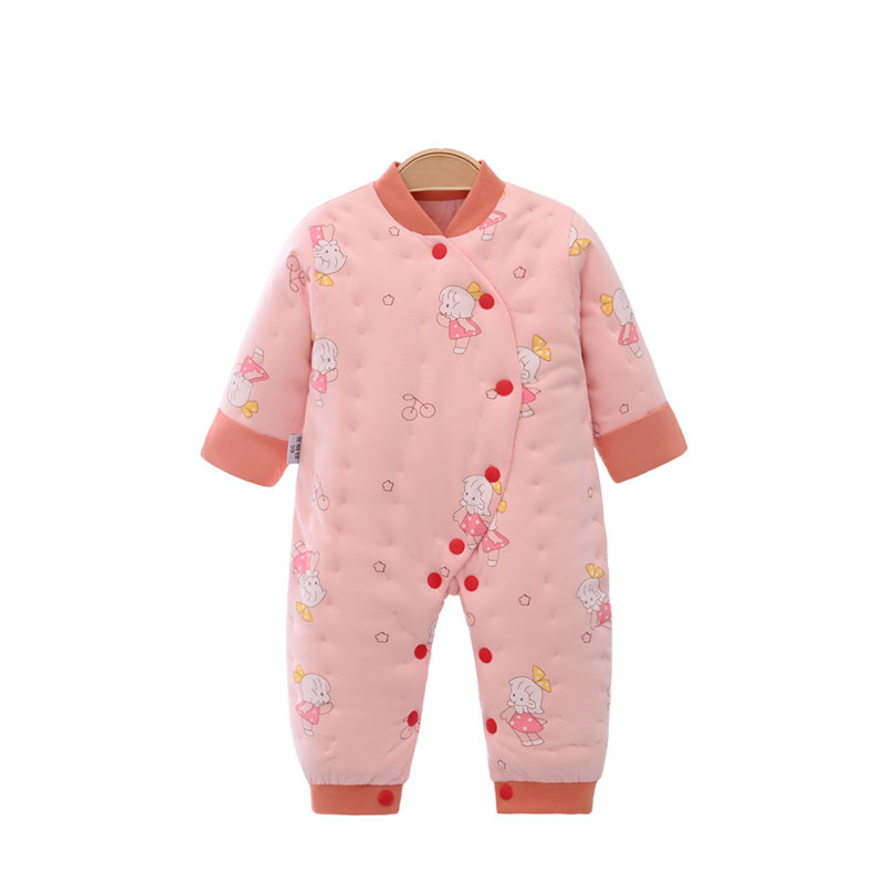 宝宝手工纯棉花连体棉衣男女童加厚保暖衣连身棉服婴儿哈衣冬睡衣