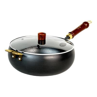 古臻匠锤纹大肚锅平底铁锅炒锅无涂层家用健康汤锅电磁炉大肚铁锅