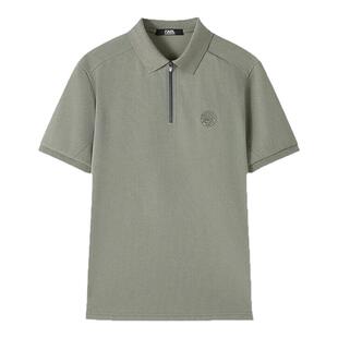 KARL LAGERFELD商务POLO衫老佛爷男桑蚕丝高端夏装设计师款短袖