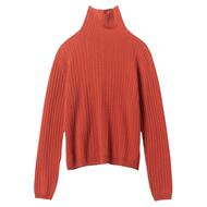 高领竖条绞花气质羊绒衫