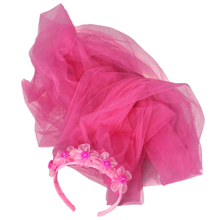 新年女童走秀拖地长头纱幼儿园演出公主花朵发箍网红气球礼服头饰